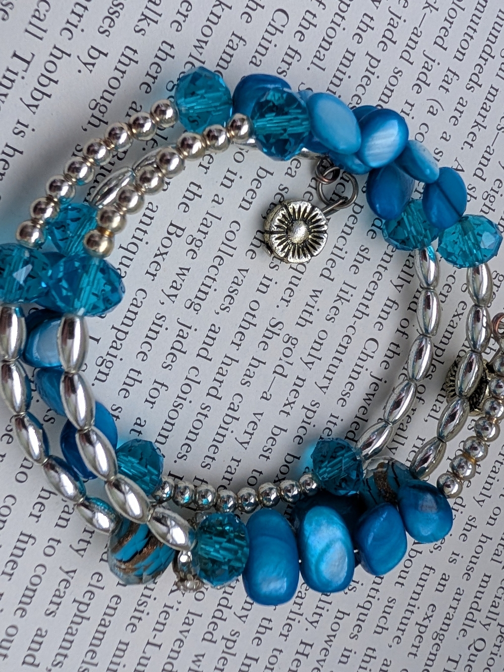 Blue Multi-Strand Beaded Bracelet Stack - Picture 6 of 8